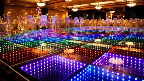 Portable DMX512 Remote Control LED 3D Mirror Toughed Glass Tempering Double Tunnel Wedding Stage Luminous RGB Dance Floo