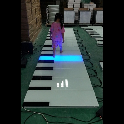 Commercial LED Floor IP67 Portable RGB Color Changing Curved Outdoor Projection Giant Floor Piano With Sound Piano Dance