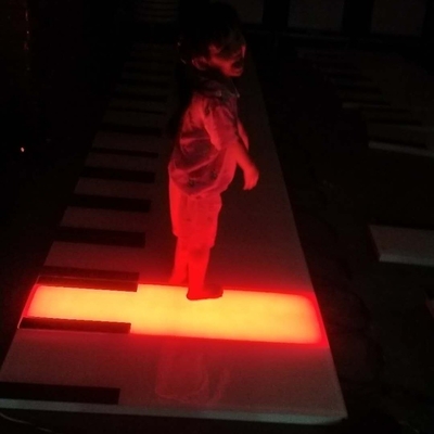 Commercial LED Floor IP67 Portable RGB Color Changing Curved Outdoor Projection Giant Floor Piano With Sound Piano Dance