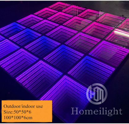 Wedding Club DJ Portable starlight 3D Interactive Mirror Dance Floor Lights RGB Dance Panel Stage Flooring
