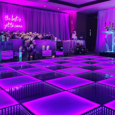 50*50cm Toughened Glass Deep Tunnel 3D Mirror Infinite Starlit Twinkle Dance Floor For Wedding