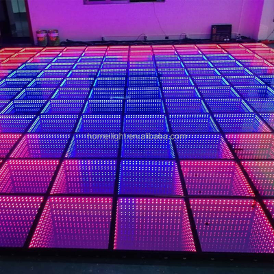 50*50cm Toughened Glass Deep Tunnel 3D Mirror Infinite Starlit Twinkle Dance Floor For Wedding