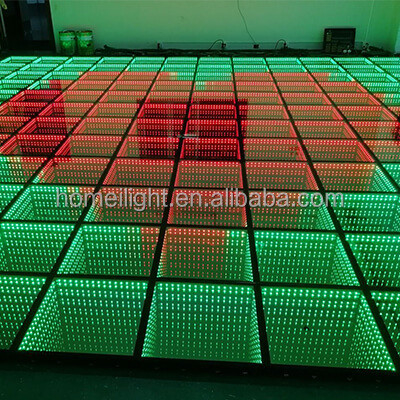 50*50cm Toughened Glass Deep Tunnel 3D Mirror Infinite Starlit Twinkle Dance Floor For Wedding