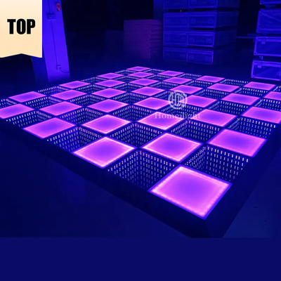 Indoor / Outdoor 3D Mirror Frost LED Dance Floor Tiles For Disco Church Wedding Rental