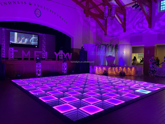 Indoor / Outdoor 3D Mirror Frost LED Dance Floor Tiles For Disco Church Wedding Rental