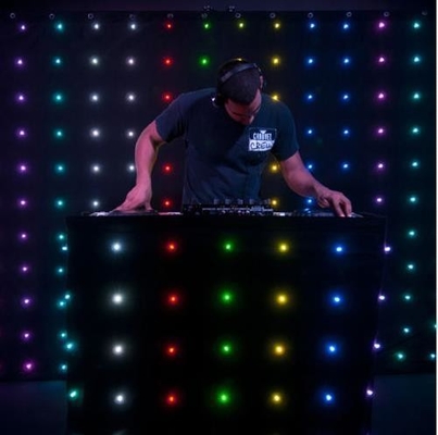 DJ Booth Backdrop RGB Twinkling Party Cloth LED starlit Curtain for Nightclub Stage