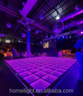 Indoor/outdoor 3D Mirror Dance Floor With Black Toughened Glass Material For Wedding
