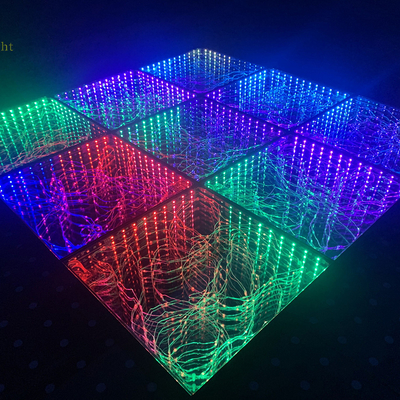 RGB 3in1 Luminous Starry Golden LEDs Floor Tiles 3D 50*50cm Mirror Dance Floor for Party Wedding