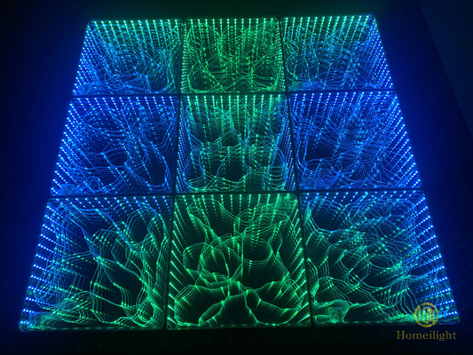 RGB 3in1 Luminous Starry Golden LEDs Floor Tiles 3D 50*50cm Mirror Dance Floor for Party Wedding