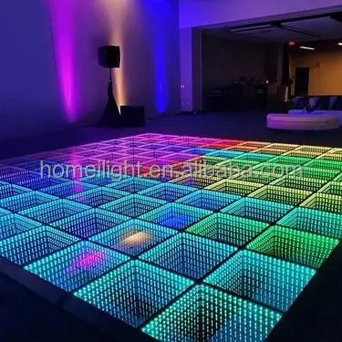 50CM*50CM*7CM 3D Infinity Tempered Glass Illuminated Light Up Dance Floor for Wedding