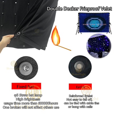 6000K LED Star Curtain Backdrop Double Decker Fireproof Velvet Material For Stage