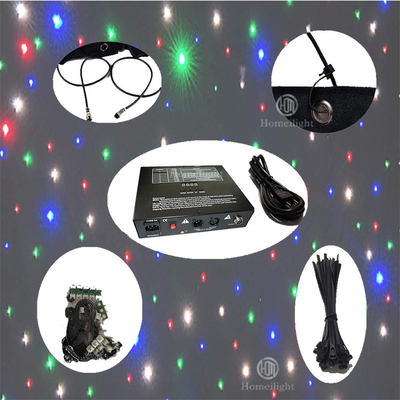 Double Decker Fireproof Star Curtain LED Lights RGB 3 in 1 Color LED Star Cloth