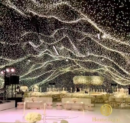 Backdrop Starlit Golden Yellow Drape LED Wedding Cloth with Warm White LED Star Curtain