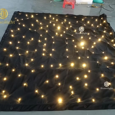 Backdrop Starlit Golden Yellow Drape LED Wedding Cloth with Warm White LED Star Curtain
