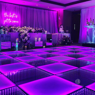 LED Mirror Dance Floor Lighted Up Infinity Dance Panels 12x12ft for Night Club Lighting