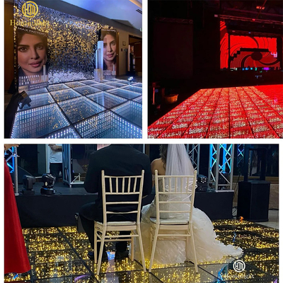 Wedding DJ Dancefloor Waterproof 3D Mirror Starlit Starry RGB Panels Tiles 3D LED Dance Floor