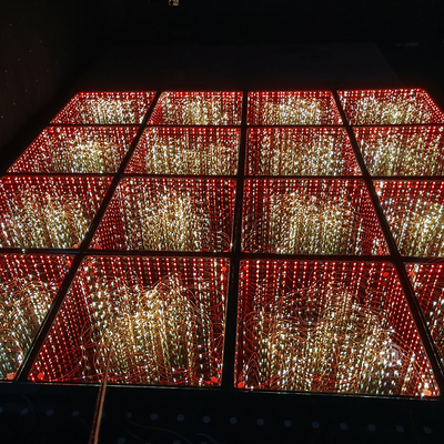 Rental 3D mirror golden starry starlit LED dance floor for sale