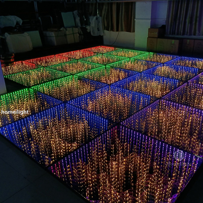 Portable Illuminated Tempered Glass 3D Dancefloor Golden Starry New Style Dance Floor