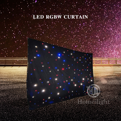 Double Decker Fireproof Star Curtain LED Lights RGB 3 in 1 Color LED Star Cloth