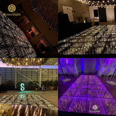 Rental 3D mirror golden starry starlit LED dance floor for sale